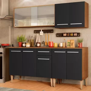 Cozinha Completa Box Balcão E Armário Vidro