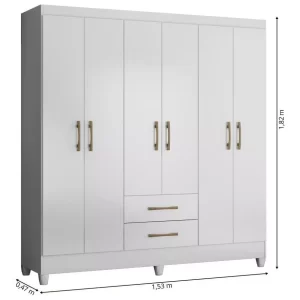 Guarda-roupa casal Essencial Panamá com 6 portas - Branco - Image 6