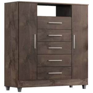 Comoda Isabele 5 Gav 2 Portas - Chocolate - Image 4