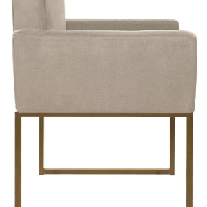 Poltrona Decorativa Base De Ferro Dourado Bege - Image 3