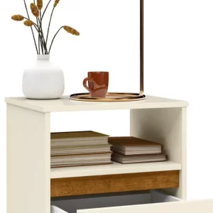 Mesa De Cabeceira Mudo Box Retro Off White/Freijó - Image 3