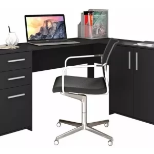 Escrivaninha Mesa office NT 2005 MDP de 1230mm x 740mm x 450mm x 1570mm Preto - Image 2