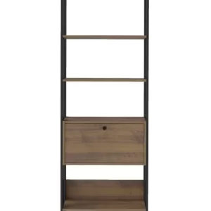 Estante Para Livros Com 4 Prateleiras 1 Porta Basculante Pinho/Preto - Image 4