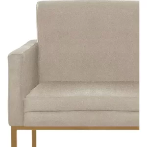 Poltrona Decorativa Base De Ferro Dourado Bege - Image 4