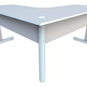 Mesa Delta Em L Escritório Estação De Trabalho 1,50x1,50 - Branco/Cristal - Image 1