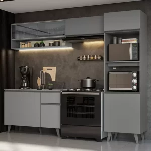 Armário De Cozinha Completa Cinza