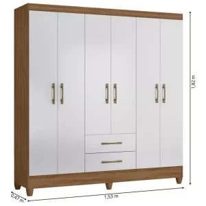 Guarda-roupa casal Essencial Panamá com 6 portas - Natural/Branco - Image 6