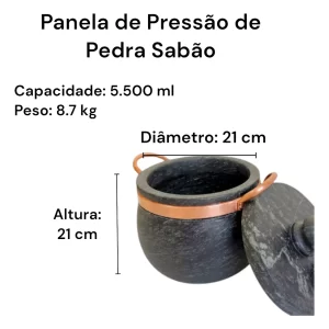 Panela De Pressão Pedra Sabão 5,5 Litros Segura E Resistente - DIRETO DA FÁBRICA - Image 4
