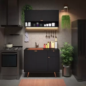 Cozinha Compacta Moderna Completa C Armário Aéreo E Balcão