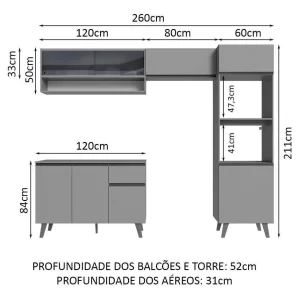 Armário De Cozinha Completa Cinza - Image 8