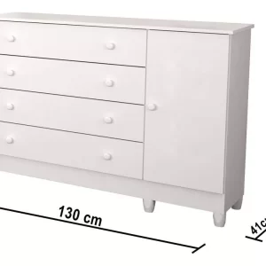 Cômoda Infantil 4 Gavetas Com Fraldário Taís Branco Brilho - Image 3