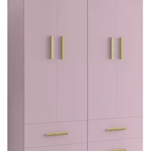 Guarda Roupa De Bebê 4 Portas 4 Gavetas Rosa/Pinus - Image 2
