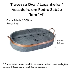 Jogo De Travessas Oval Assadeiras Em Pedra Sabão Duráveis - DIRETO DA FÁBRICA - Image 4