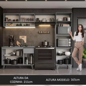 Armário De Cozinha Completa Cinza - Image 3