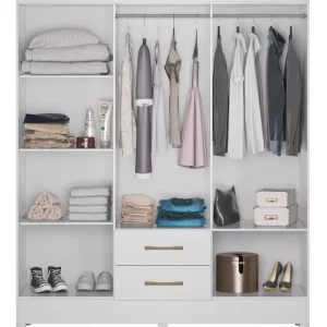 Guarda-roupa casal Essencial Panamá com 6 portas - Branco - Image 3