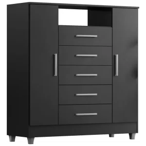 Comoda Isabele 5 Gav 2 Portas - Onix - Image 3