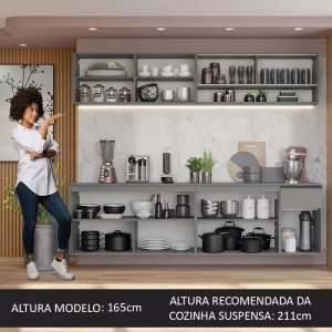 Armário Cozinha Completa Suspenso Cinza Nice - Image 5