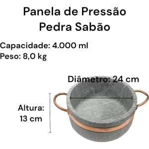 Jogo Panelas Pedra Sabão 5pçs Com Panela De Pressão 4 Lts - DIRETO DA FÁBRICA - Image 3