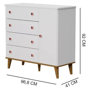 Cômoda Infantil Com Porta Fernanda Branco Fosco - Image 4