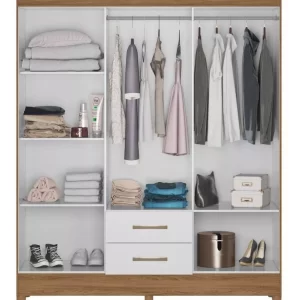 Guarda-roupa casal Essencial Panamá com 6 portas - Natural/Branco - Image 3