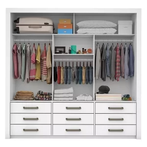 Guarda-roupa Casal Anjos de mdp com 3 portas corrediças - Branco - Image 3