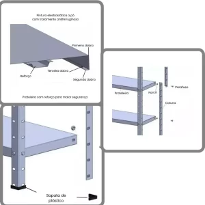 Armário Aço Com 5 Bandejas Alta Durabilidade Versátil L 92cm - Image 4