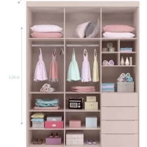 Guarda Roupa Infantil Bebê Pérola 4 Gavetas 3 Portas Rosê - Image 2