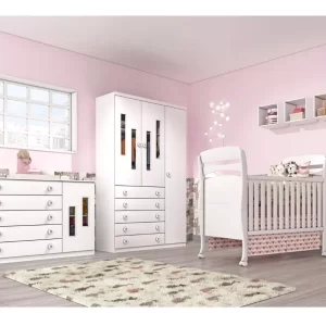 Cômoda De Bebê 5 Gavetas 1 Porta Branco - Image 5
