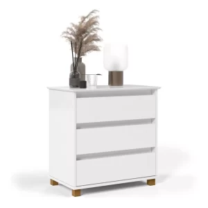 Mesa De Cabeceira Mini Cômoda 3 Gavetas - Branco - Image 1