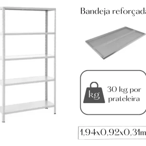 Armário Aço Com 5 Bandejas Alta Durabilidade Versátil L 92cm - Image 5