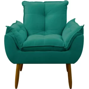 Poltrona Decorativa Opala Azul-turquesa - Image 3