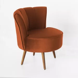 Poltrona Pérola Decorativa Pés Palito Suede Telha - Image 3