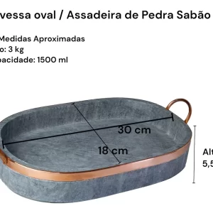 Travessa Oval Lasanheira Assadeira De Pedra Sabão 30 Cm - DIRETO DA FÁBRICA - Image 2