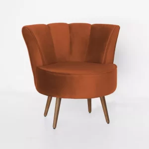 Poltrona Pérola Decorativa Pés Palito Suede Telha - Image 2
