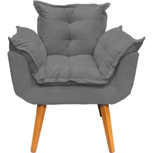 Poltrona Decorativa Amamentação Cadeira Reforçada - Cinza - Image 3