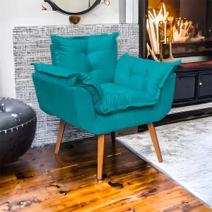 Poltrona Decorativa Amamentação Cadeira Reforçada - Azul-turquesa - Image 2
