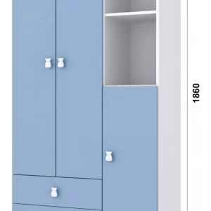 Guarda Roupa De Bebê 3 Portas 2 Gavetas-Azul - Image 4