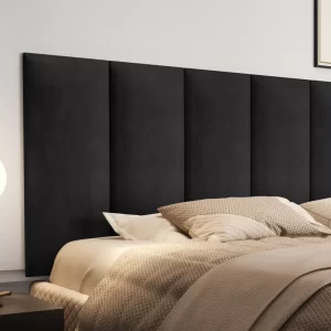 Painel Cabeceira Cama Casal Box Estofada - Preto Suede - Image 2
