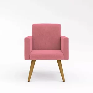 Poltrona Decorativa Cadeira Escritório Recepção Rosa - Image 3
