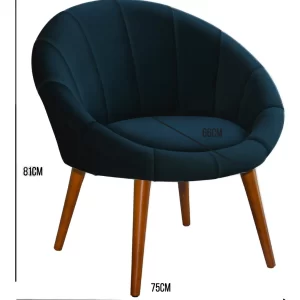 Poltrona Moderna Confortável Sofisticada Luxo - Azul Escuro - Image 3