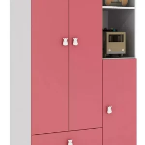 Guarda Roupa De Bebê 3 Portas 2 Gavetas - Rosa - Image 1