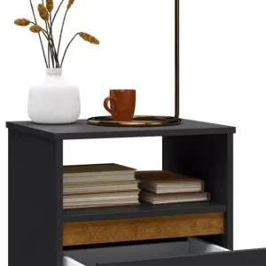 Mesa De Cabeceira Mudo Box Retro Preto Freijó - Image 3