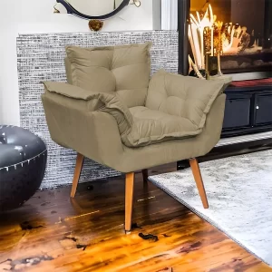 Poltrona Decorativa Amamentação Cadeira Reforçada - Nude - Image 2