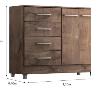 Comoda Gisele 4 Gavs 2 Portas - Chocolate - Image 5