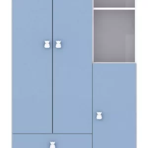 Guarda Roupa De Bebê 3 Portas 2 Gavetas-Azul - Image 3