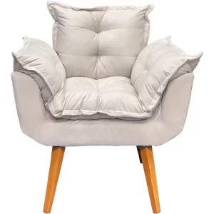Poltrona Decorativa Amamentação Cadeira Reforçada - Bege - Image 3