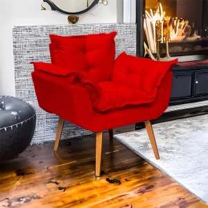 Poltrona Decorativa Amamentação Cadeira Reforçada - Vermelho - Image 2