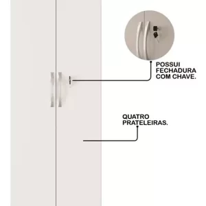 Armário Multiuso 2 Portas Com Chave Chicago-Branco - Image 5