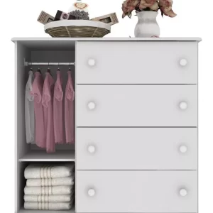 Cômoda 1 Porta E 4 Gavetas Pimpolho-Branca - Image 3
