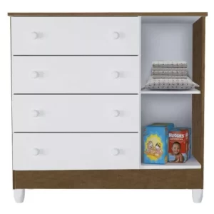 Cômoda Fraldário Ariel Bebê Branco Amadeirado - Image 3